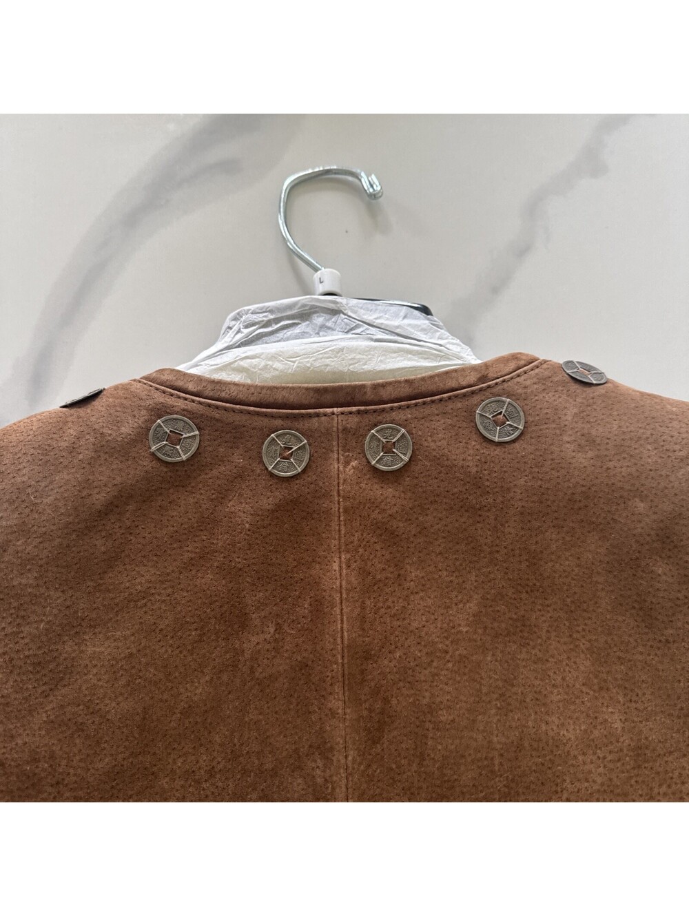 New With Tags - Ladies Leather Suede Bomber Jacket, Large, Guillaume - Picture 8 of 9